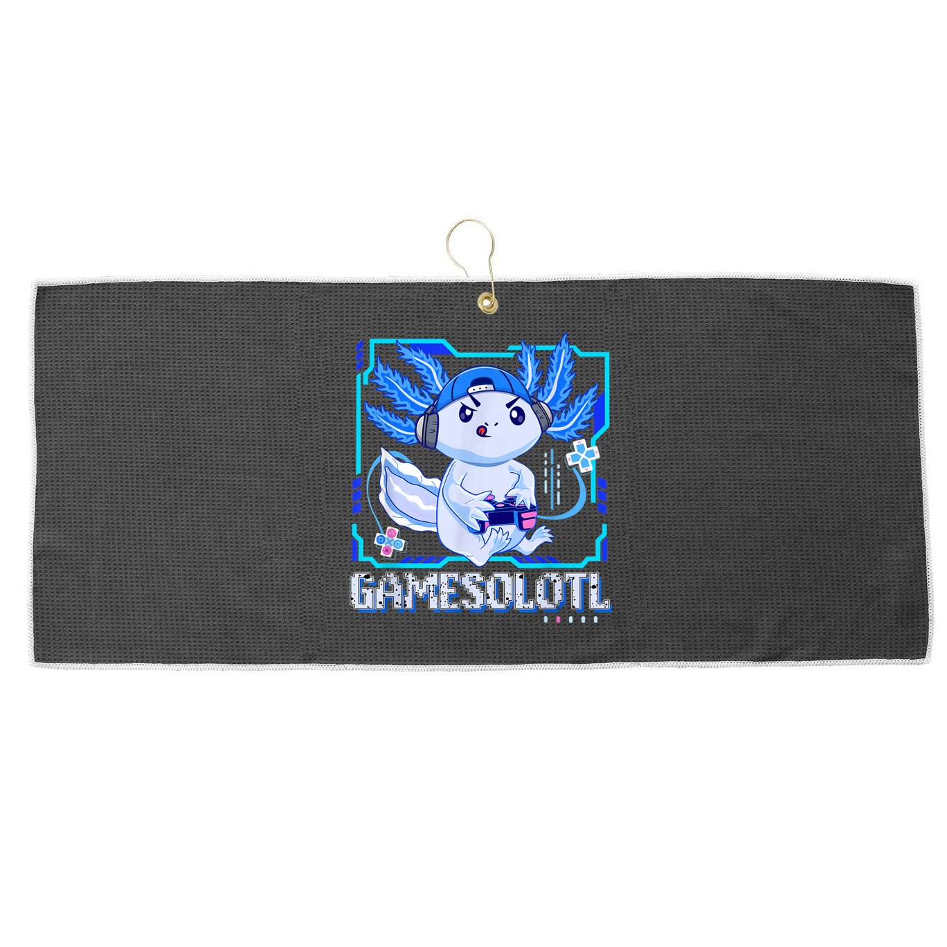 Gamesolotl Gamer Axolotl Boys Video Games Anime Lizard Large Microfiber Waffle Golf Towel