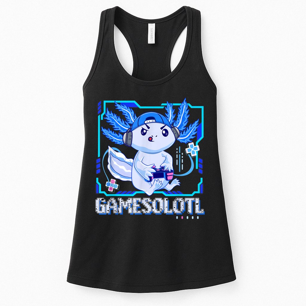 Gamesolotl Gamer Axolotl Boys Video Games Anime Lizard Womens Tank Top