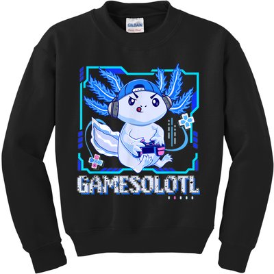 Gamesolotl Gamer Axolotl Boys Video Games Anime Lizard Kids Sweatshirt