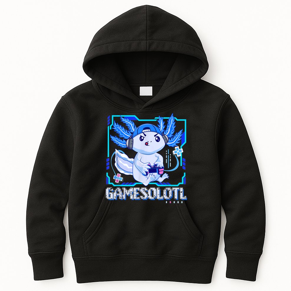 Gamesolotl Gamer Axolotl Boys Video Games Anime Lizard Kids Hoodie