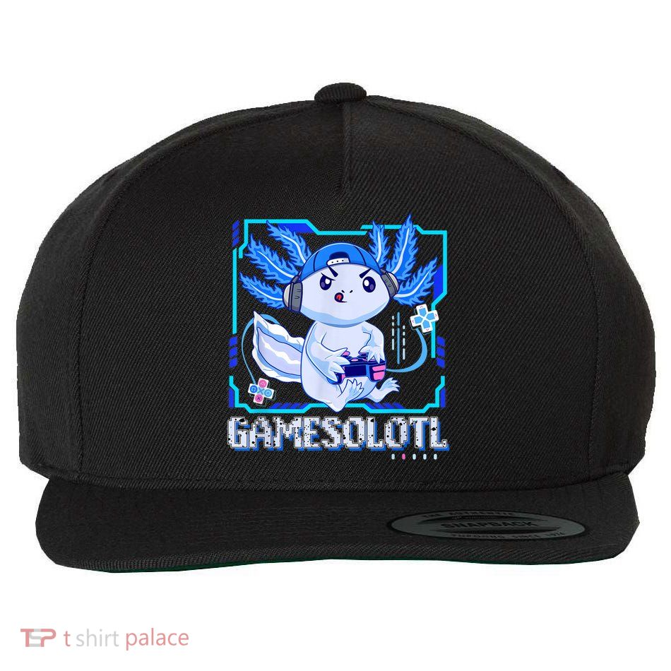 Gamesolotl Gamer Axolotl Boys Video Games Anime Lizard Wool Snapback Cap