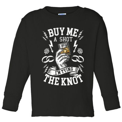 Groom Groomsmen Bachelor Party Funny Shot Drinking Toddler Long Sleeve Shirt
