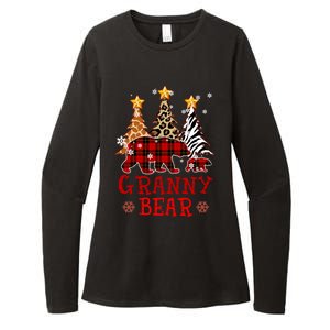 Grandma Granny Bear Xmas Tree Pj Leopard Buffalo Plaid Gift Womens CVC Long Sleeve Shirt