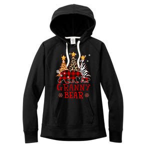 Grandma Granny Bear Xmas Tree Pj Leopard Buffalo Plaid Gift Women's Fleece Hoodie