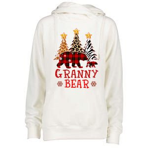 Grandma Granny Bear Xmas Tree Pj Leopard Buffalo Plaid Gift Womens Funnel Neck Pullover Hood