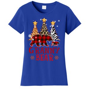 Grandma Granny Bear Xmas Tree Pj Leopard Buffalo Plaid Gift Women's T-Shirt