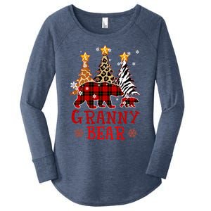 Grandma Granny Bear Xmas Tree Pj Leopard Buffalo Plaid Gift Women's Perfect Tri Tunic Long Sleeve Shirt