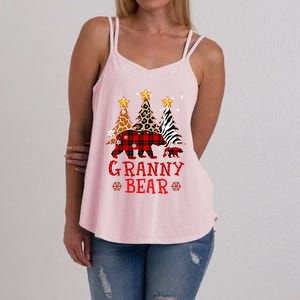 Grandma Granny Bear Xmas Tree Pj Leopard Buffalo Plaid Gift Women's Strappy Tank