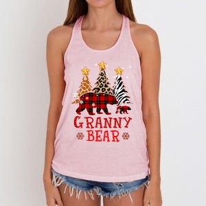 Grandma Granny Bear Xmas Tree Pj Leopard Buffalo Plaid Gift Women's Knotted Racerback Tank