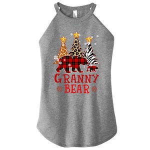 Grandma Granny Bear Xmas Tree Pj Leopard Buffalo Plaid Gift Women's Perfect Tri Rocker Tank