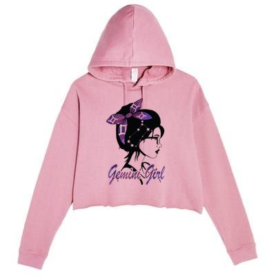 Gemini Girl Birthday Gemini Woman Zodiac Sign Crop Fleece Hoodie