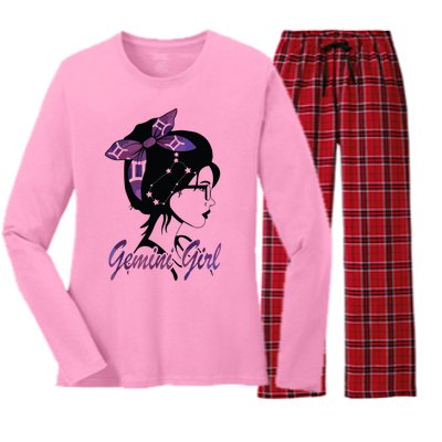 Gemini Girl Birthday Gemini Woman Zodiac Sign Women's Long Sleeve Flannel Pajama Set 