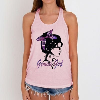 Gemini Girl Birthday Gemini Woman Zodiac Sign Women's Knotted Racerback Tank