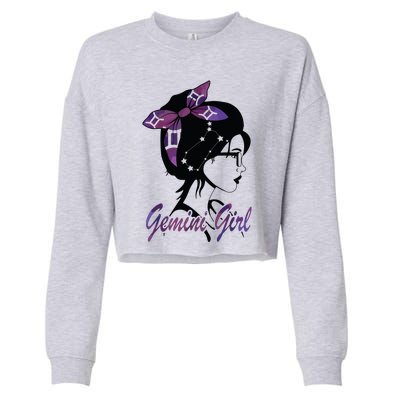 Gemini Girl Birthday Gemini Woman Zodiac Sign Cropped Pullover Crew