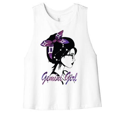 Gemini Girl Birthday Gemini Woman Zodiac Sign Women's Racerback Cropped Tank