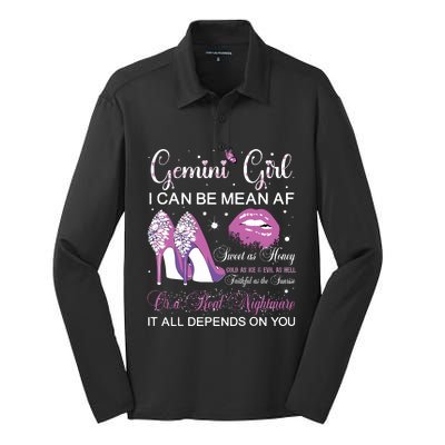 Gemini Girl Birthday Party Horoscope Zodiac Women Girl Silk Touch Performance Long Sleeve Polo