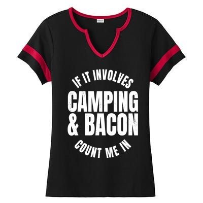 Glamping Glamper Boujee Tents Camper Camping And Bacon Ladies Halftime Notch Neck Tee