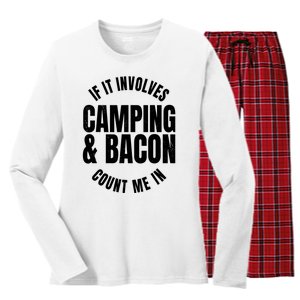 Glamping Glamper Boujee Tents Camper Camping And Bacon Women's Long Sleeve Flannel Pajama Set 