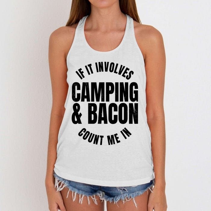 Glamping Glamper Boujee Tents Camper Camping And Bacon Women's Knotted Racerback Tank