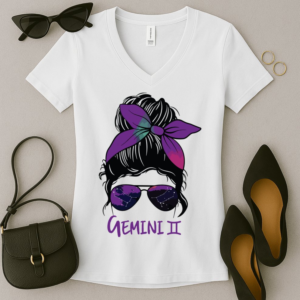 Gemini Girl Birthday Gemini Woman Zodiac Constellation Women's V-Neck T-Shirt