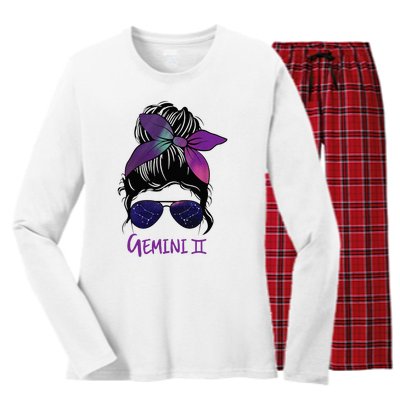 Gemini Girl Birthday Gemini Woman Zodiac Constellation Women's Long Sleeve Flannel Pajama Set 