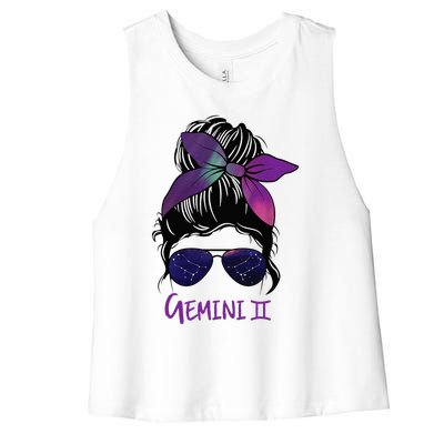 Gemini Girl Birthday Gemini Woman Zodiac Constellation Women's Racerback Cropped Tank