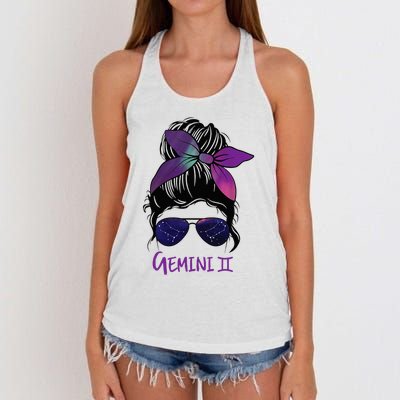 Gemini Girl Birthday Gemini Woman Zodiac Constellation Women's Knotted Racerback Tank