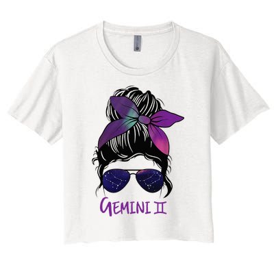 Gemini Girl Birthday Gemini Woman Zodiac Constellation Women's Crop Top Tee