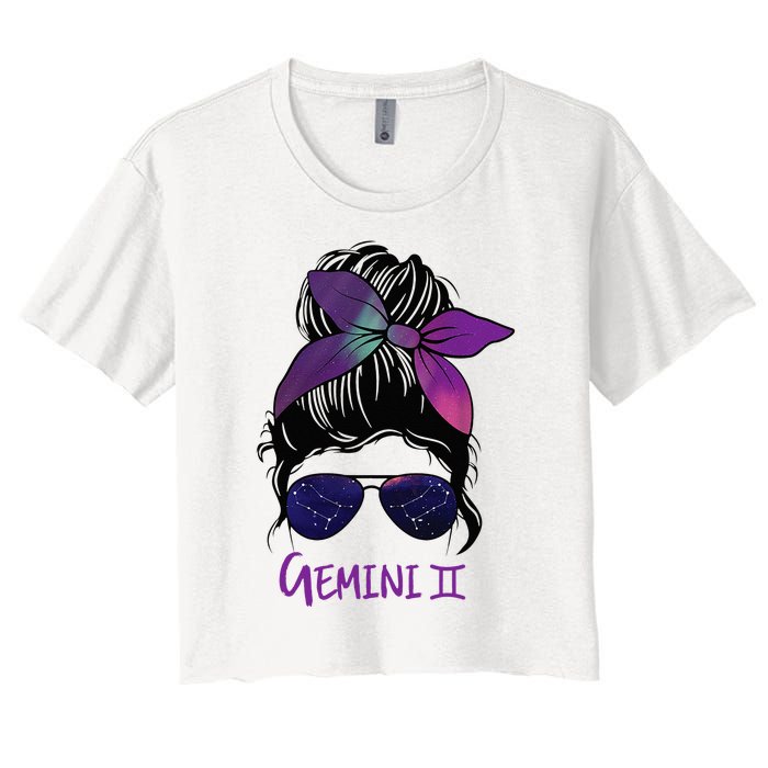 Gemini Girl Birthday Gemini Woman Zodiac Constellation Women's Crop Top Tee