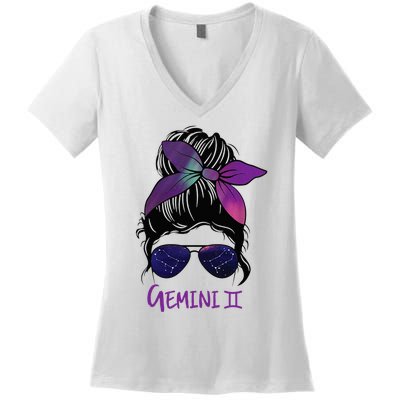 Gemini Girl Birthday Gemini Woman Zodiac Constellation Women's V-Neck T-Shirt