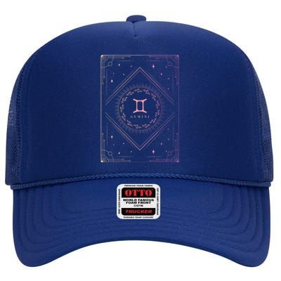 Girl Gemini Birthday Present Women Zodiac Sign Gemini High Crown Mesh Back Trucker Hat