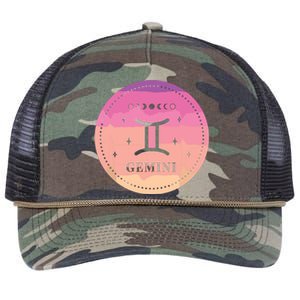 Girl Gemini Birthday Present Women Zodiac Sign Gemini Retro Rope Trucker Hat Cap