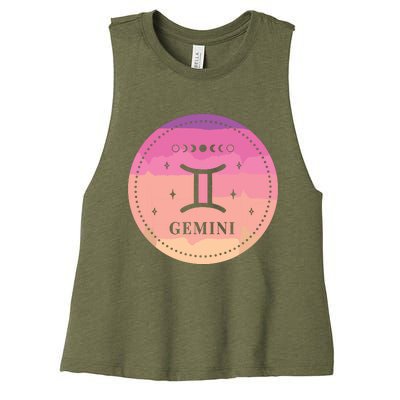 Girl Gemini Birthday Present Women Zodiac Sign Gemini Women's Racerback Cropped Tank