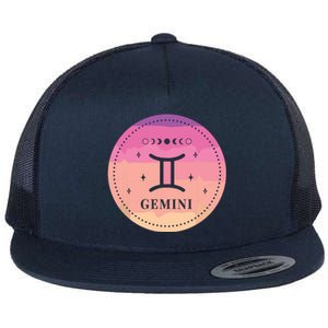 Girl Gemini Birthday Present Women Zodiac Sign Gemini Flat Bill Trucker Hat