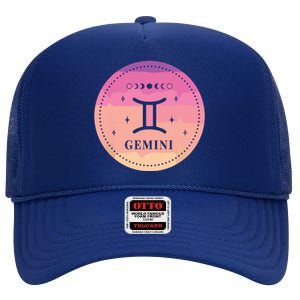 Girl Gemini Birthday Present Women Zodiac Sign Gemini High Crown Mesh Back Trucker Hat