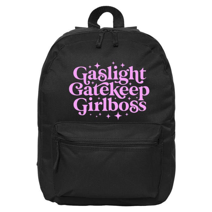 Gaslight GateKeep Boss Funny Meme Feminist Ironic Babe 16 in Basic Backpack