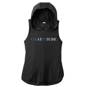 Gratitude Grit Blue Letter Inspirational Message Ladies PosiCharge Tri-Blend Wicking Draft Hoodie Tank