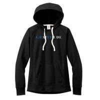 Gratitude Grit Blue Letter Inspirational Message Women's Fleece Hoodie