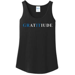 Gratitude Grit Blue Letter Inspirational Message Ladies Essential Tank