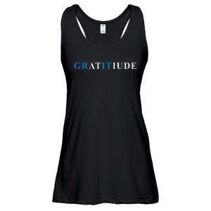 Gratitude Grit Blue Letter Inspirational Message Ladies Essential Flowy Tank