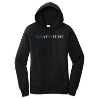 Gratitude Grit Blue Letter Inspirational Message Women's Pullover Hoodie