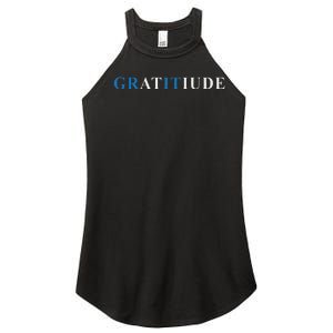 Gratitude Grit Blue Letter Inspirational Message Women's Perfect Tri Rocker Tank