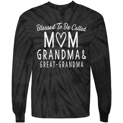 Great Grandma Blessed To Be Called Mom Grandma Tie-Dye Long Sleeve Shirt