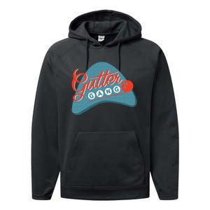 Gutter Gang Bowling League Team For Men Or Women Performance Fleece Hoodie