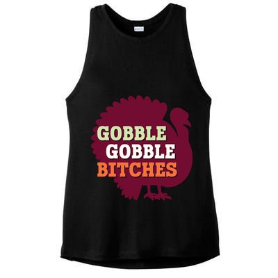 Gobble Gobble Bitches Thanksgiving Turkey Virginia Tech Hokies VT Ladies PosiCharge Tri-Blend Wicking Tank