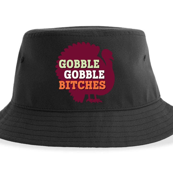 Gobble Gobble Bitches Thanksgiving Turkey Virginia Tech Hokies VT Sustainable Bucket Hat