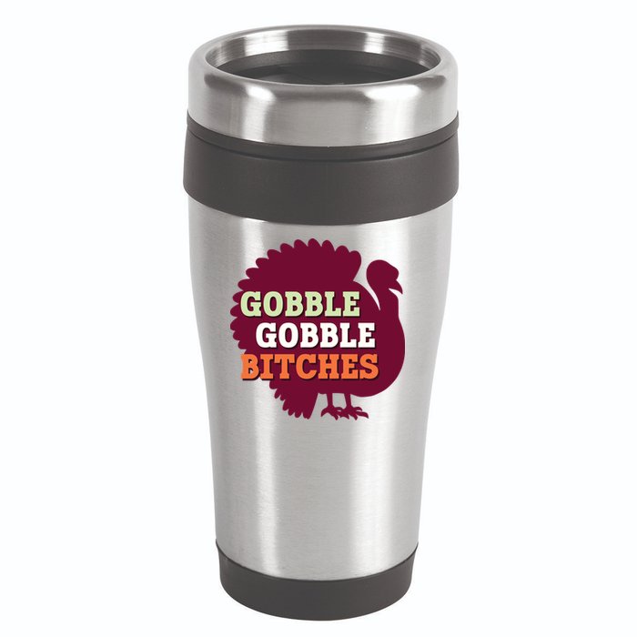 Gobble Gobble Bitches Thanksgiving Turkey Virginia Tech Hokies VT 16oz Travel Tumbler