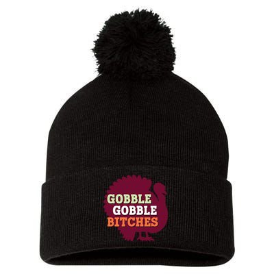 Gobble Gobble Bitches Thanksgiving Turkey Virginia Tech Hokies VT Pom Pom 12in Knit Beanie