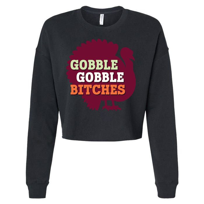 Gobble Gobble Bitches Thanksgiving Turkey Virginia Tech Hokies VT Cropped Pullover Crew