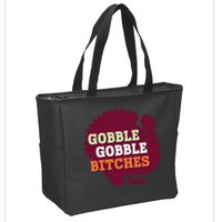 Gobble Gobble Bitches Thanksgiving Turkey Virginia Tech Hokies VT Zip Tote Bag